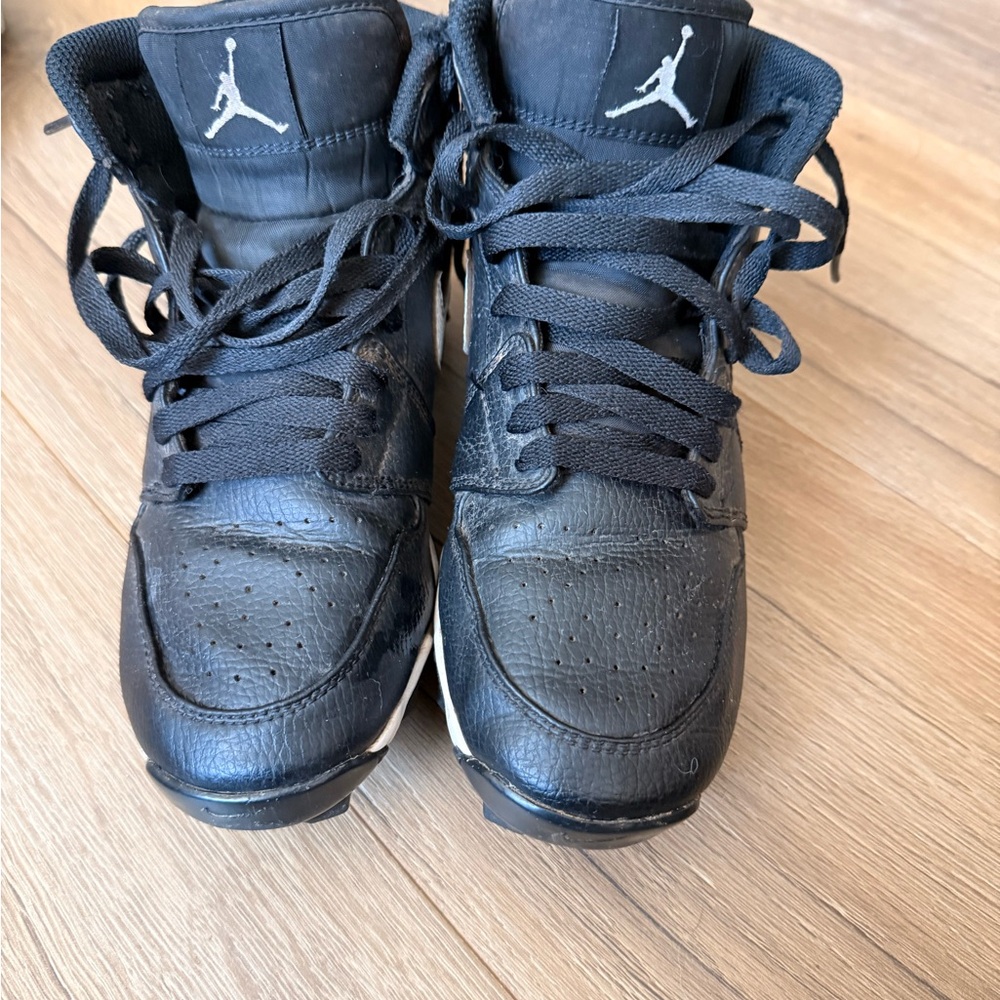 Nike Black Leather High-Top cleats  with White Jumpman